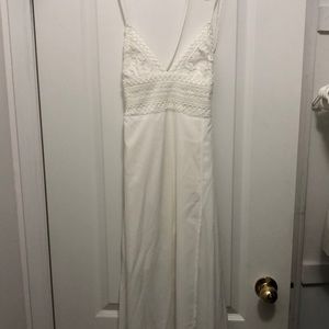White long dress with slit and tie up back